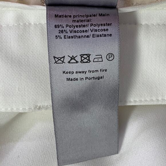 M Off White Polyester Blend Rhinestone Studded Peak Lapel Pantsuit - Picture 12 of 13